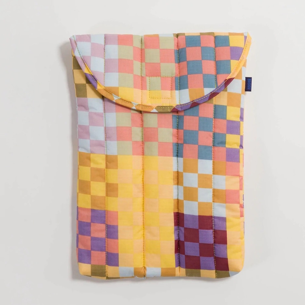 Baggu Puffy Laptop Sleeve Medium Check Multi 13”